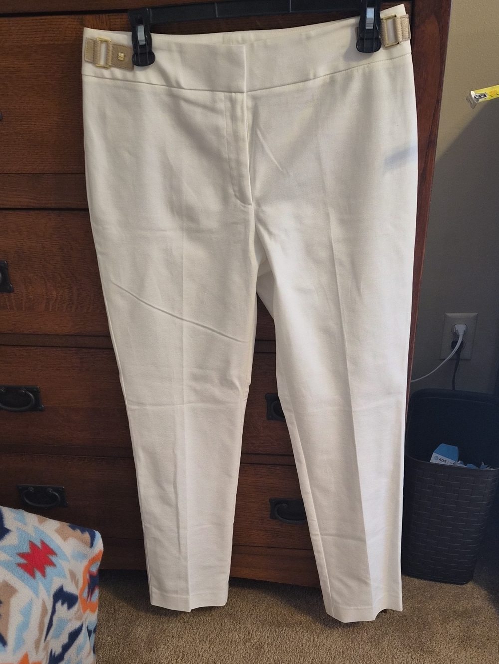 Calvin Klein Cream Ankle-Length Slim Pants
